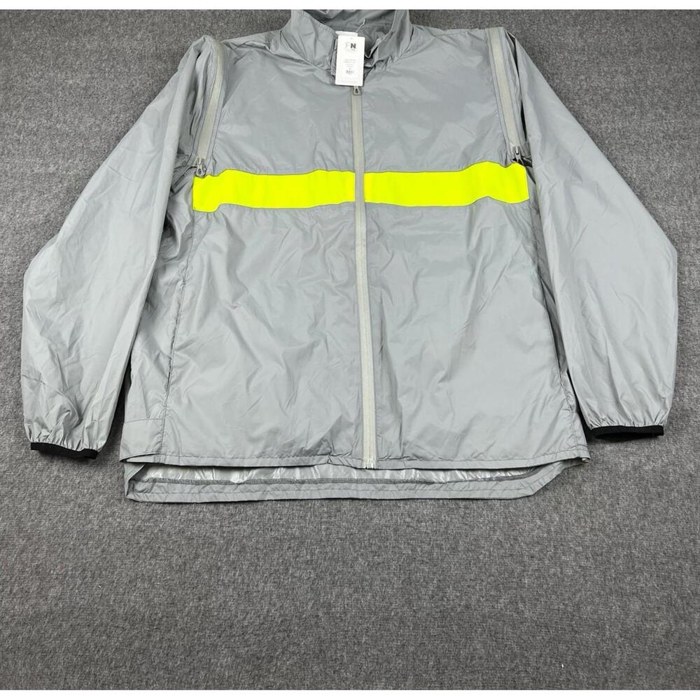NWT NovaSport Los Angeles Grey Neon Green Full Zip Windbreaker Womens Sz XL